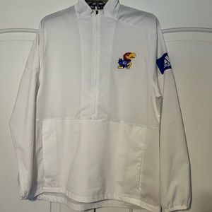 Adidas Medium Kansas, Jayhawk pullover jacket, long sleeves size medium ex. cond
